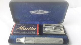 Vintage Gillette Safety Travel Razor Shaver & Case No Date Code 1948 - 50 Marlin