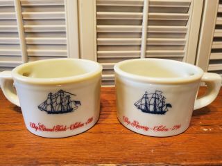 Set Of 2 Vintage Old Spice Shaving Mug Shulton Ship Grand Turk & Ship Recovery