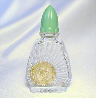 Art Deco Vintage Mini Perfume Bottle Green Spire Cap Parfum Miniature Ansehl ?