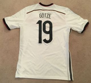 19 Mario Gotze Germany 2014 Fifa World Cup Adidas Jersey Shirt Size L Large