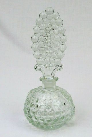 Vintage Perfume Bottle Vanity Dresser Decanter Dabber Clear Bubble Glass Hobnail