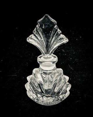 Antique Art Deco Crystal Glass Perfume Bottle W/ Stopper 1920’s