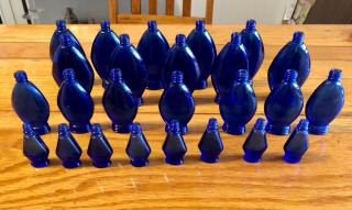 25 Empty Vintage Evening In Paris Cobalt Blue Glass Perfume Bottles Diff Sizes