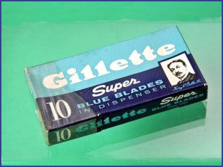Vintage Gillette Blue Blades 10 Pack Dispenser In
