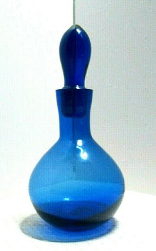 Vintage Vanity Royal Blue Heavy Glass Bottle W/stopper Perfume