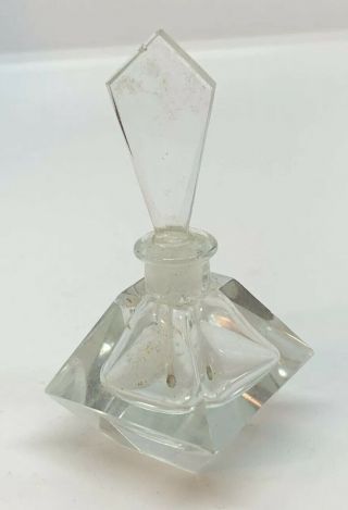 Vintage Cut Crystal Glass Perfume 3 3/4” Bottle Estate