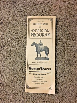 1943 Kentucky Derby Churchill Downs Horse Racing Program