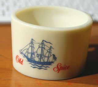 Vintage Old Spice Glass Wet Shaving Soap Mug Ship Brush Cup Shulton Razor Lather