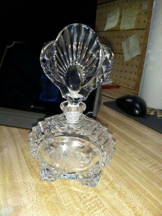 Vintage Etched Crystal Cut Glass Perfume Bottle