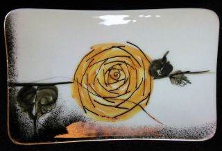 Vintage Hand Painted Porcelain Pin Dish/tray With Gold Trim Signed And Numbered
