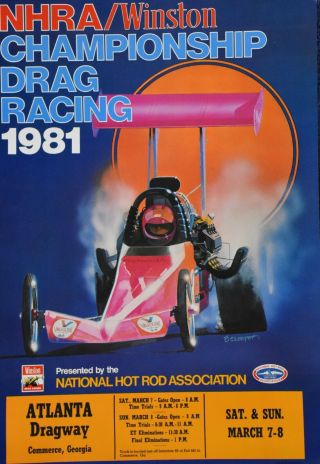 1981 Nhra Winston Championship Drag Racing Poster Atlanta Dragway