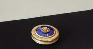 Vintage Signed Florenza Royal Blue Enameled Gold Tone Pill Box