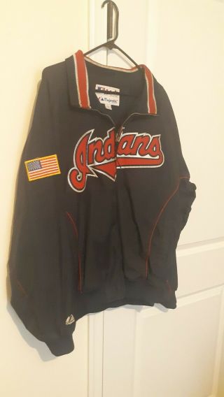 Majestic Authentic Collect.  Cleveland Indians Chief Wahoo Coat Jacket Mens L