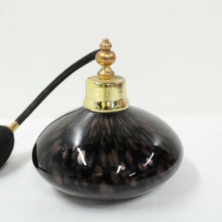 Black Mottled Glass Perfume Atomiser With Black Pump And Tassels 417