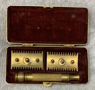 1920’s Gillette Safety Razor Travel Kit - Gold Tone