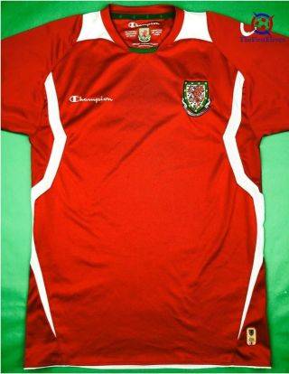 Champion Wales 2008/10 L Home Soccer Jersey Football Shirt Cymru Faw Top Kit