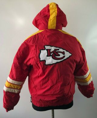 Flawed Vtg Nfl Kansas City Chiefs Starter Jacket Kc Pullover Coat Half Zip Large