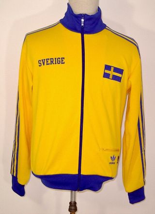 Sweden Sverige National Team Soccer Track Jacket M Adidas Yellow World Cup
