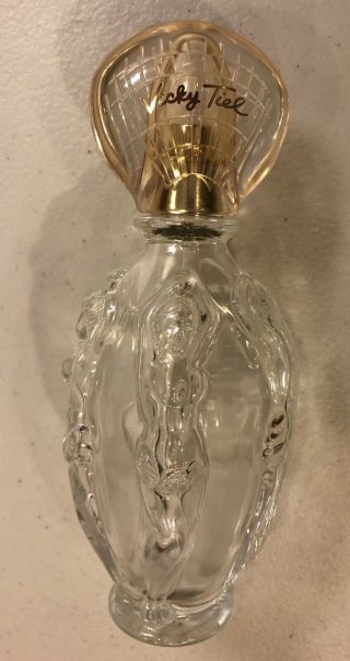 Vicky Tiel Sirene Empty Clear Glass Perfume Bottle 100 Ml 3.  3oz Art Deco Topless