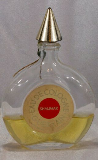 Vintrag 1960s Guerlain Eau De Cologne Shalimar Perfume 3 Oz Bottle Abt.  1/3 Full