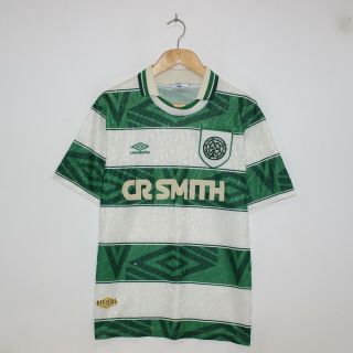 Vintage Celtic Fc Umbro Football Soccer Jersey Size Large 90s Striped