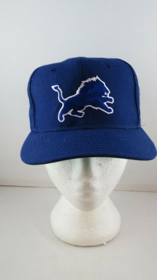 Vintage Detroit Lions Hat - Wool Blend - Logo Front By Ajd - Adult Snapback