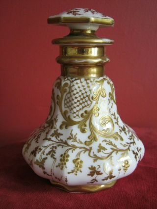 Pretty French Gilded Porcelain Perfume/scent Bottle C1900