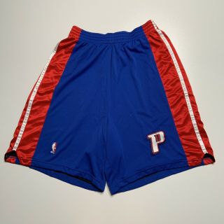 Adidas Nba Authentic Detroit Pistons Team Issued Shorts Blue Sz 48,  2 Game Worn