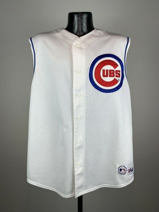 Men’s Vintage Majestic Chicago Cubs White Sleeveless Mlb Baseball Jersey Xl