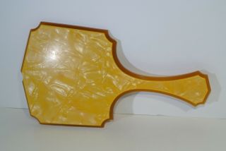 VINTAGE CELLULOID AND BAKELITE HAND MIRROR - BEVELED GLASS 3