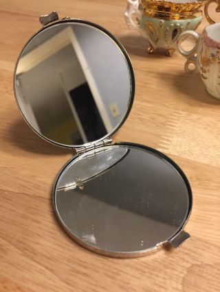 vintage handheld mirror compact black with butterfly deisgn 3