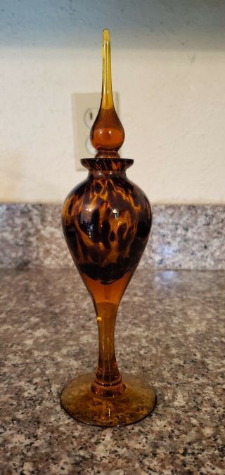 Tall 9 " Brown Gold Leopard Print Vanity Perfume Bottle
