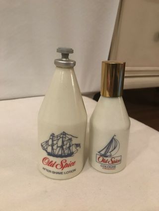 Vintage Old Spice After Shave And Cologne Star Top Bottles
