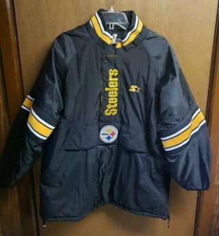 Vintage Starter Jacket Pittsburgh Steelers Mens Size Medium M No Hood