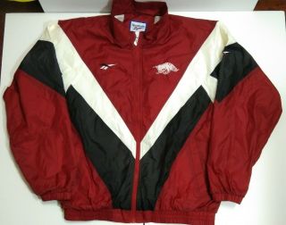 Vintage Reebok Arkansas Razorbacks Windbreaker Jacket Size Xl Mens Zip Up