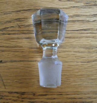 Vintage Clear Glass Hexagon Perfume Bottle Stopper Only