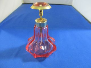 Vintage Pink Glass Perfume Bottle With Atomizer Pump Made In West Germany