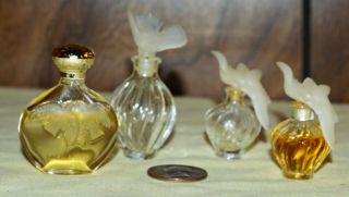 4 Nina Ricci Lalique Mini Perfume Bottles - 2 Doves Kissing - 1 Dove