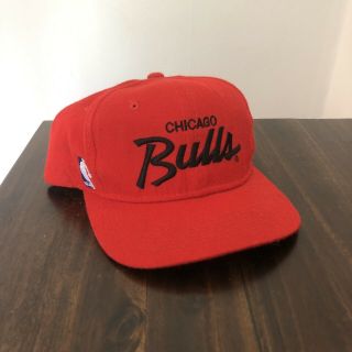 Vintage 90s Chicago Bulls Sports Specialties Script Snapback Hat Single Line Nba