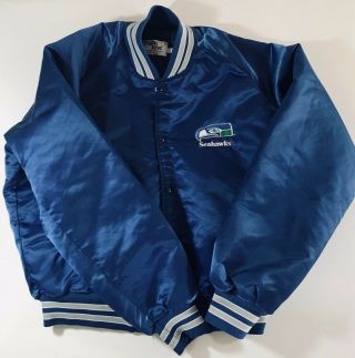 Seattle Seahawks Chalk Line Jacket Vintage 80s Satin Bomber Made In Usa Large