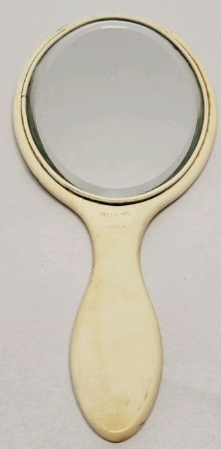 Vintage Celluloid Lucite Hand Held Mirror