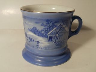 Vintage Currier & Ives " The Old Homestead Winter Scene " Shaving Mug