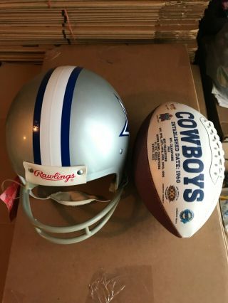 Vintage Nfl Dallas Cowboys Football Helmet Rawlings Hnfl Youth Medium W/football