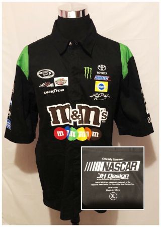 Hj Design Mens Nascar Snap Up Racing Pit Crew Shirt Kyle Busch Size Xl (a4)