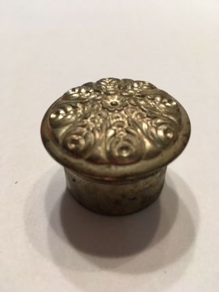 Vintage Metal Pill Box Rose Design On Top