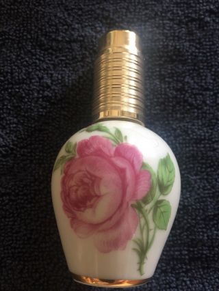 Vintage Step Paris Perfume Atomizer Floral Design,  Gold Top.  Mark Limoges,  Paris