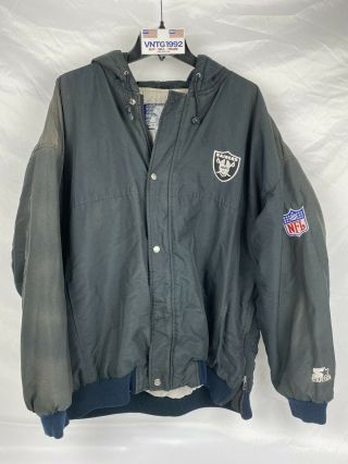 Vintage Oakland Raiders Starter Jacket Mens Xl 90s Los Angeles Nfl Nwa Eazy