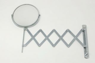 Vintage Wall Mount Shaving Makeup Mirror 2 - Sided Chrome Magnifying Extending Arm