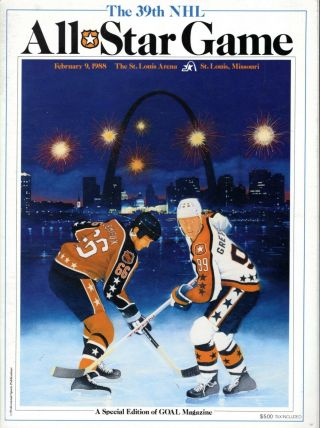 Nhl 39th All Star Game Program 1988 St.  Louis Arena Gretzky & Lemieux Cover
