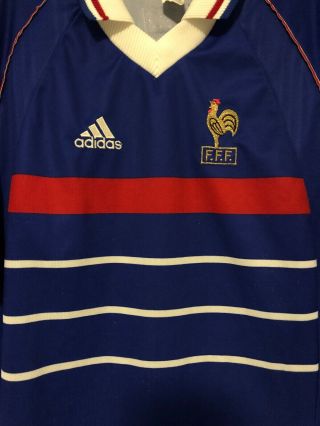 Vintage FFF Adidas France 1998 Home World Cup Soccer Jersey Football Shirt Sz M 2